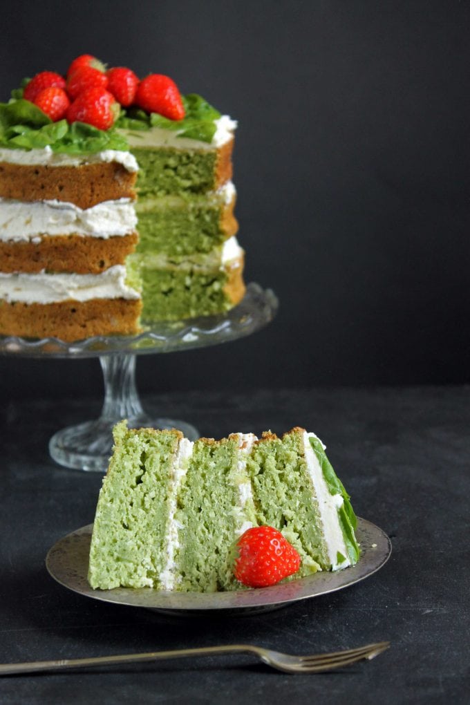Coconut Yogurt Spinach Cake with a slice cut out and set in front