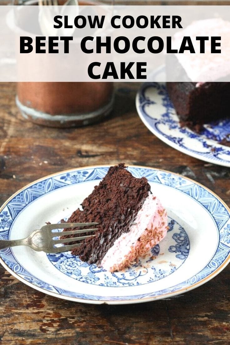 Pinnable image for Slow Cooker Beet Chocolate Cake