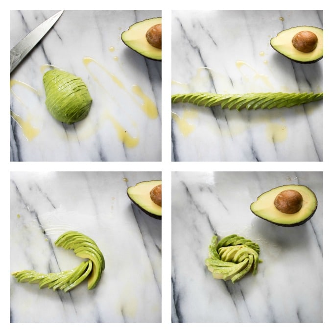 How to make an avocado rose - step by step photos.