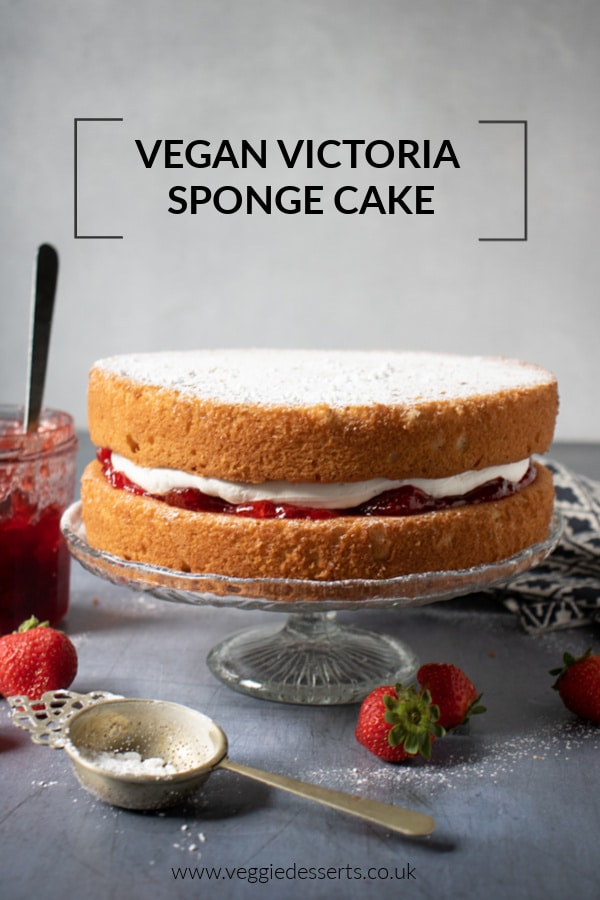 A light, airy and moist vegan Victoria sponge cake recipe. One bowl, easy recipe.