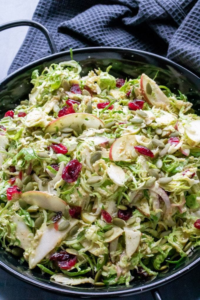 Close up of a raw sprout salad.
