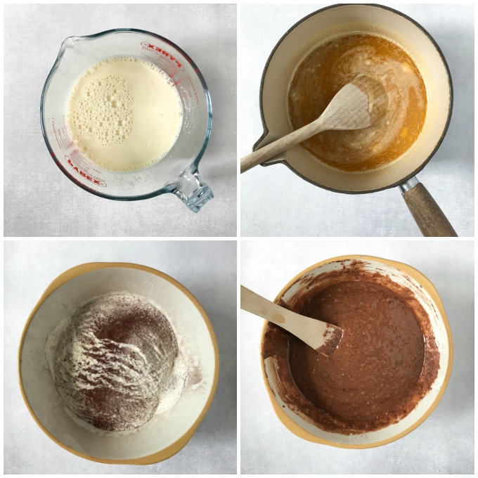 How to make Vegan Black Forest Cake - step by step tutorial collage for making the vegan cake.