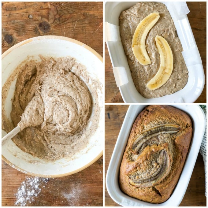 How to make vegan banana bread (dairy free and eggless) step by step tutorial for this easy one bowl vegan cake recipe.