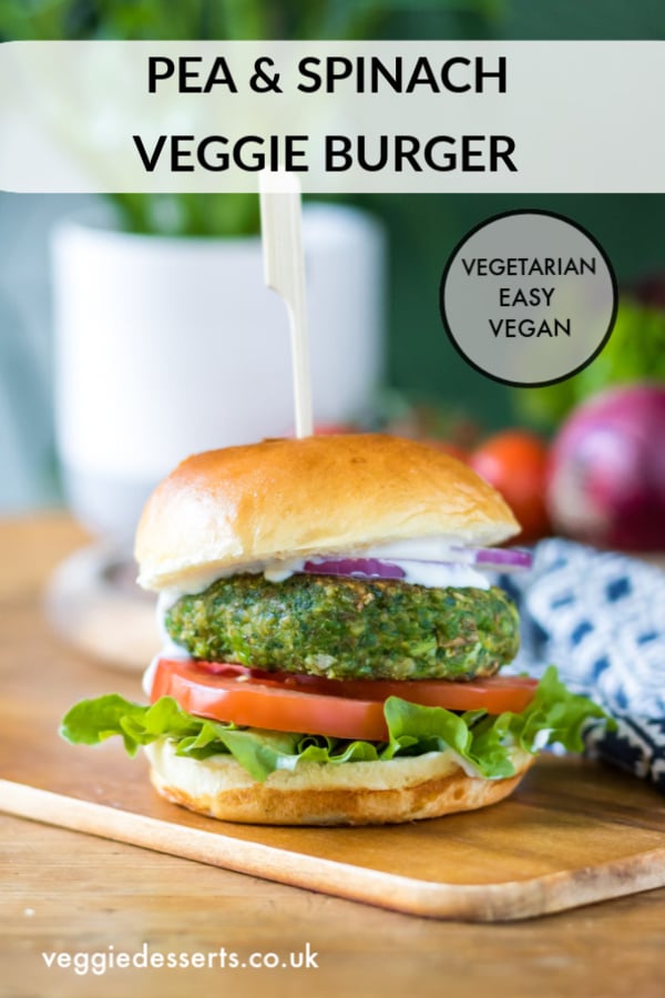 These green vegan pea spinach burgers are super quick to make, healthy and taste delicious. It's a tasty veggie burger recipe that's packed with goodness and comes together quickly. Vegan and easily gluten free.