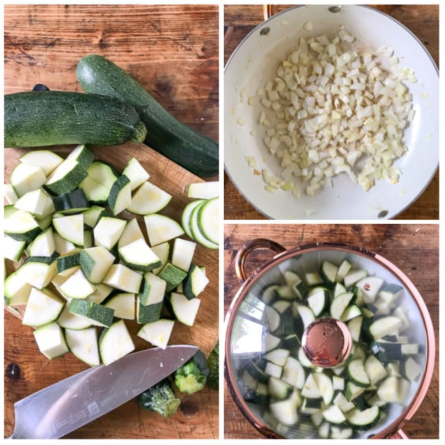 step by step tutorial collage for zucchini soup