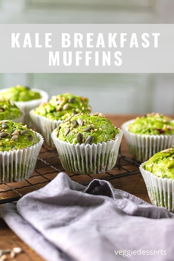 pinnable image for kale green muffins