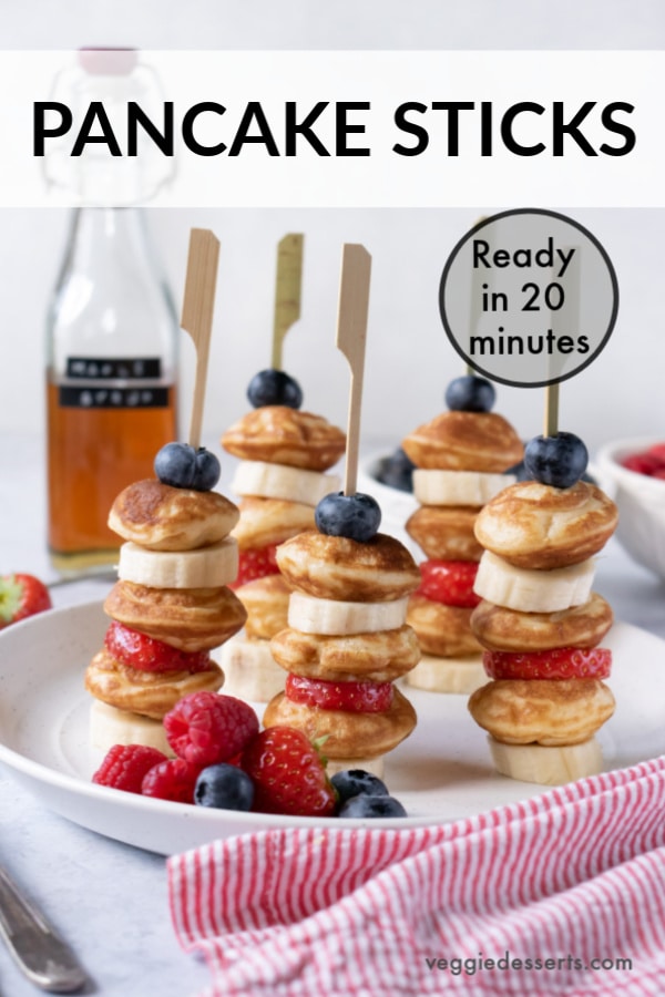 pinnable image for pancake sticks recipe with fruit