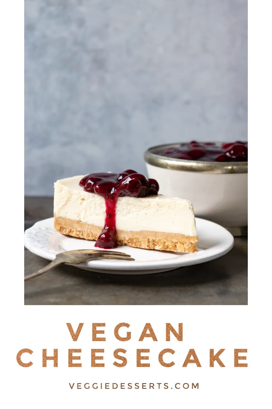 pinnable image for vegan cheesecake