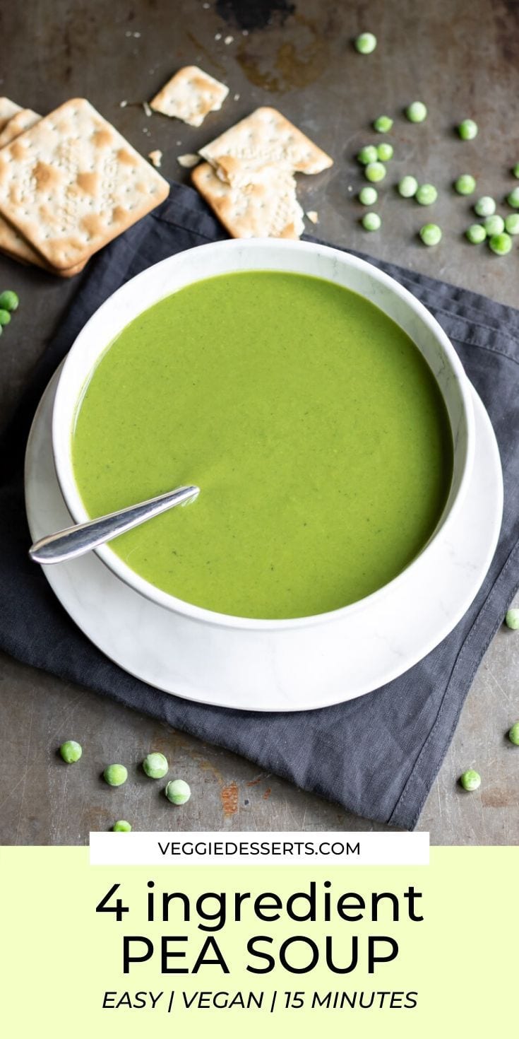 Pinnable image for Pea soup with frozen peas recipe