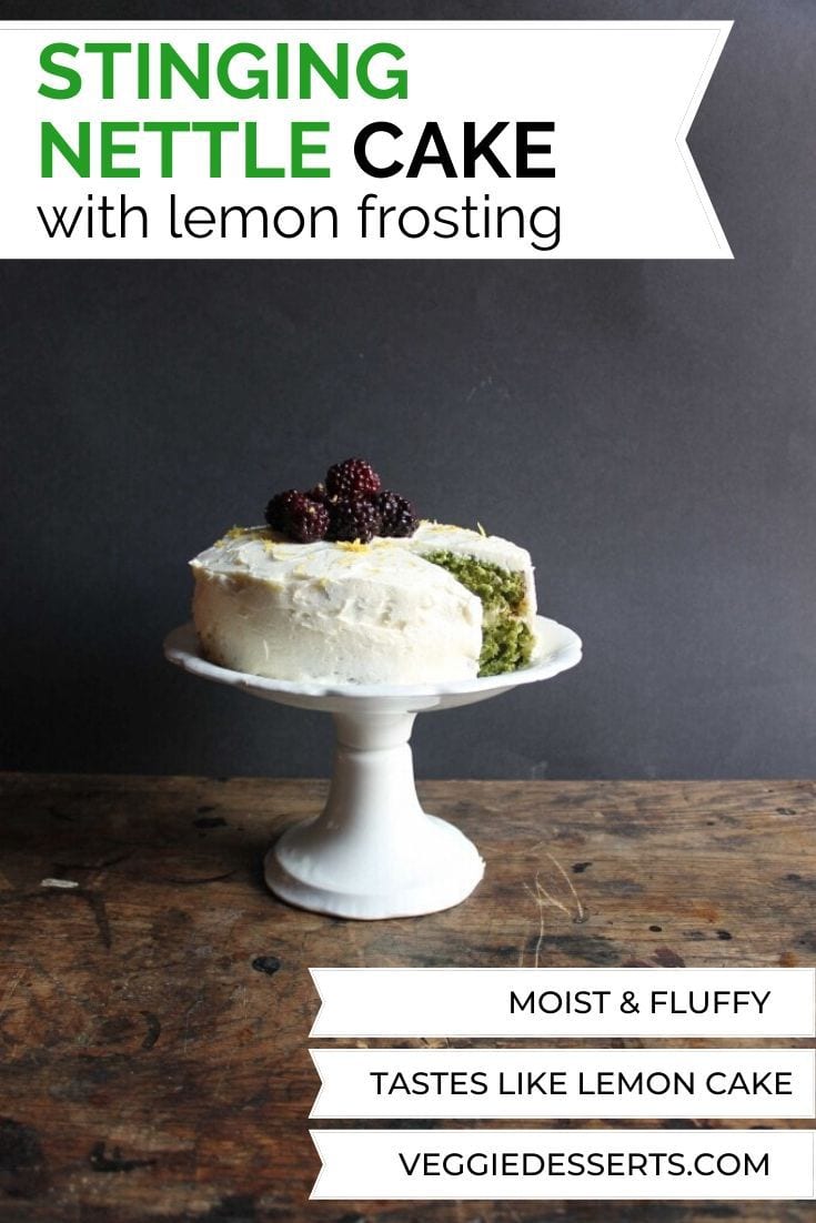 Pinnable image for lemon stinging nettle cake