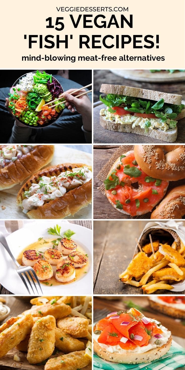 Pinnable image for Vegan Fish Recipes and Seafood