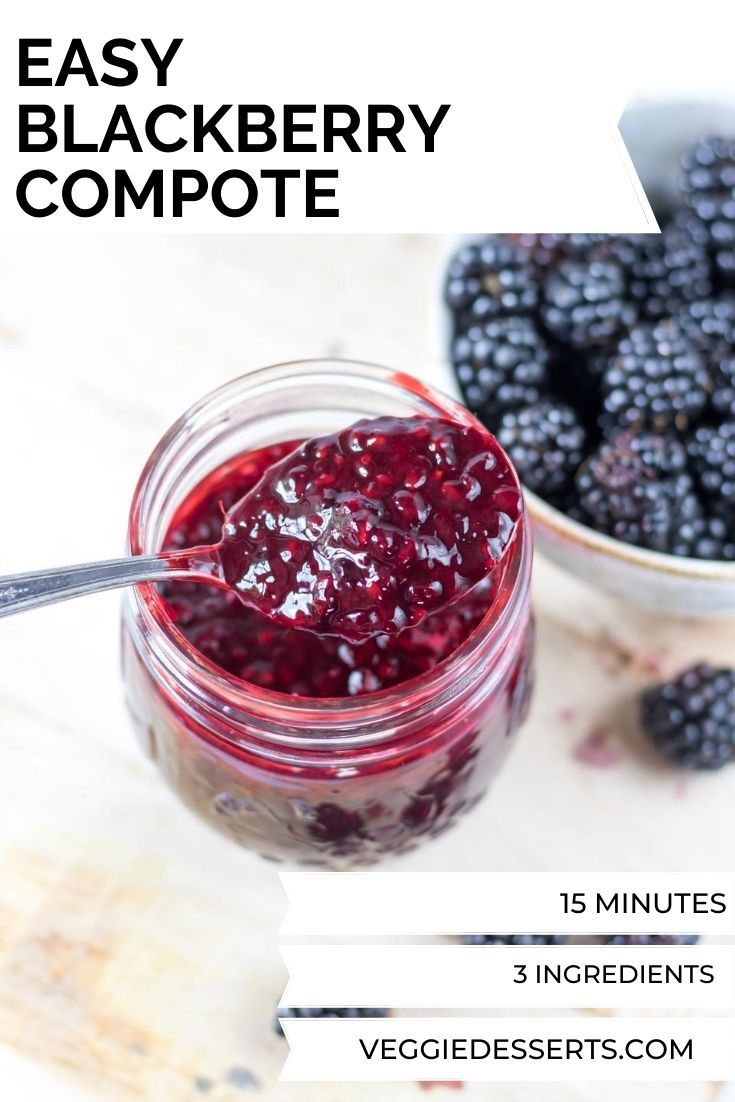 Jar of compote. Text overlay for pinterest.