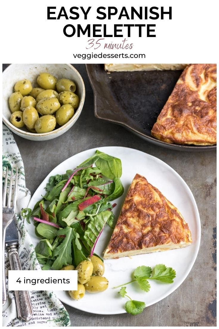 Slice of omelette on a plate, with text overlay.