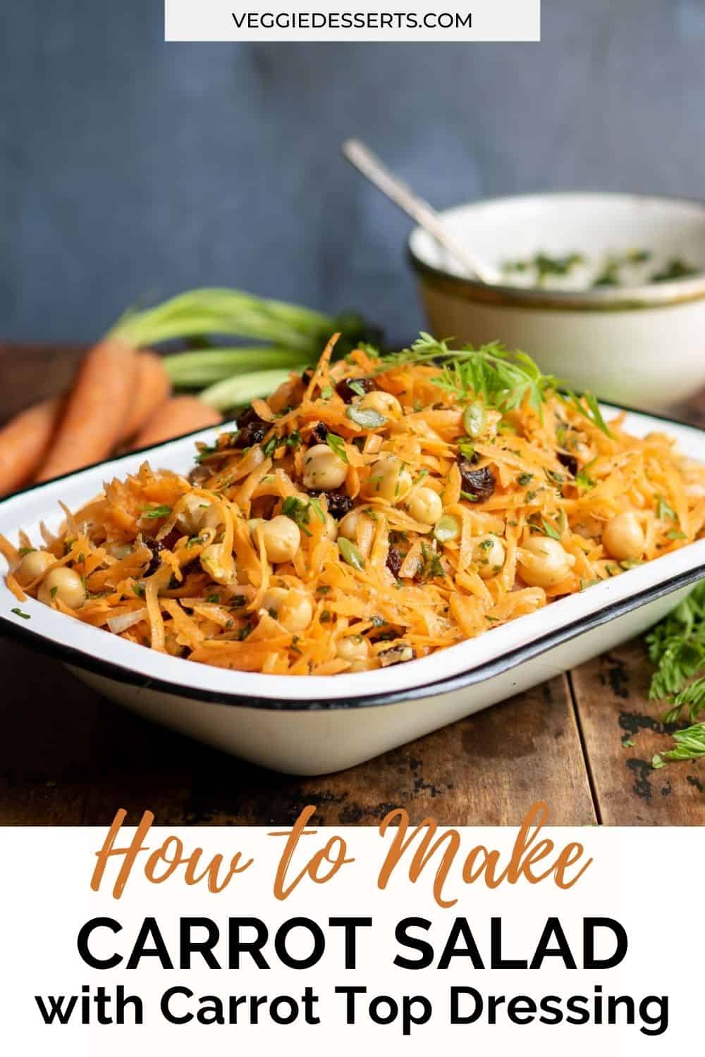 Bowl of salad with text: How to make carrot salad.