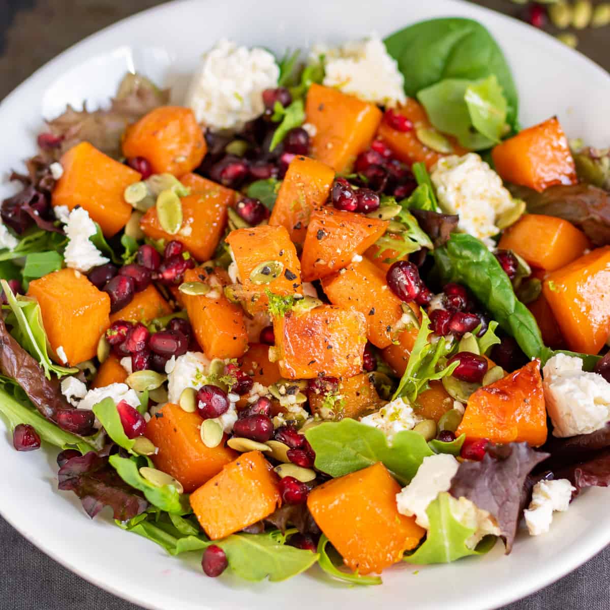Bowl of butternut squash salad.