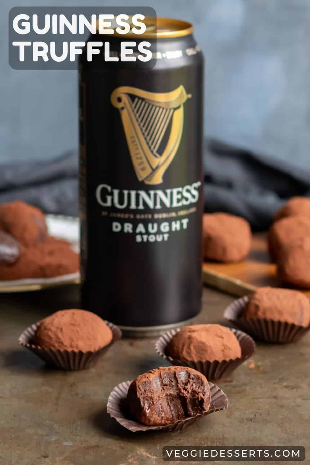 Truffles and a can of Guinness, with text: Guinness Truffles.